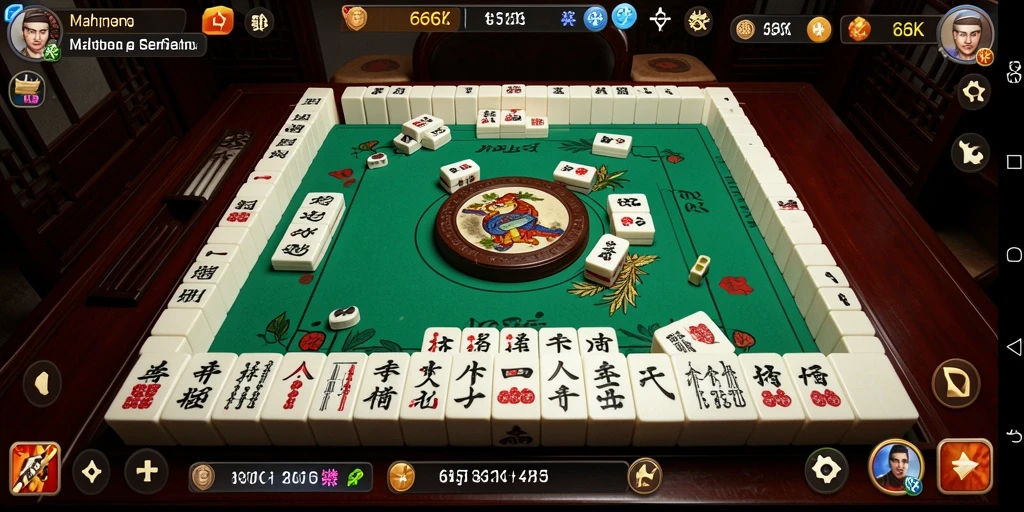 Screenshot gameplay Mahjong yang menampilkan serunya bermain 66K.