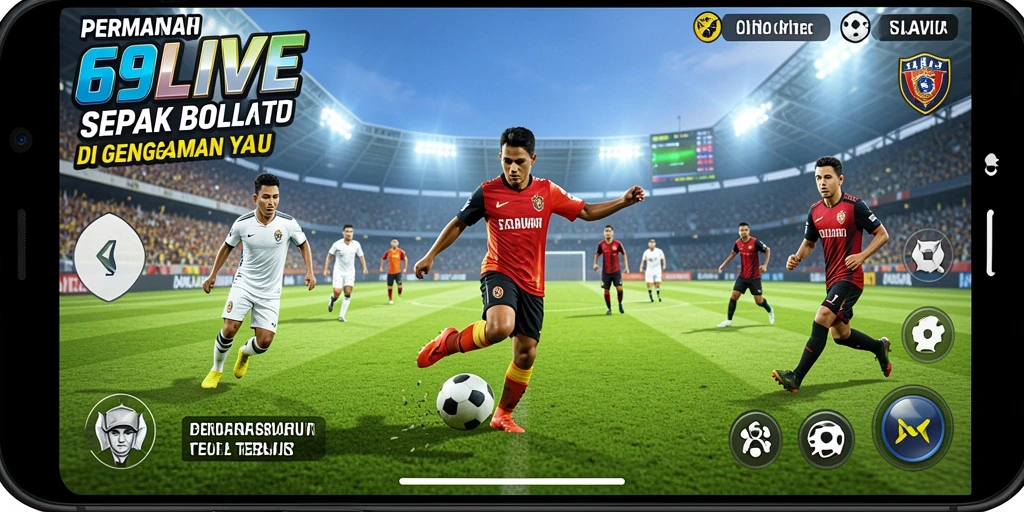 Screenshot gameplay 69LIVE dengan aksi sepak bola yang mendebarkan.