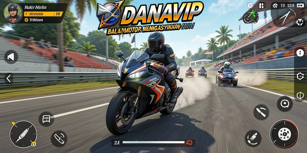 Tampilkan gameplay seru balap motor di DANAVIP.