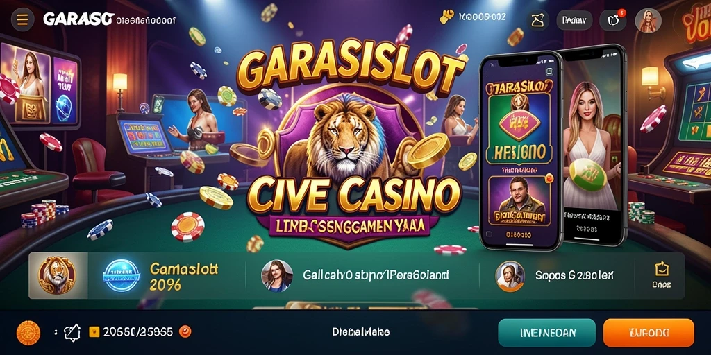Screenshot GARASISLOT menampilkan dealer langsung dan permainan kasino yang menarik.