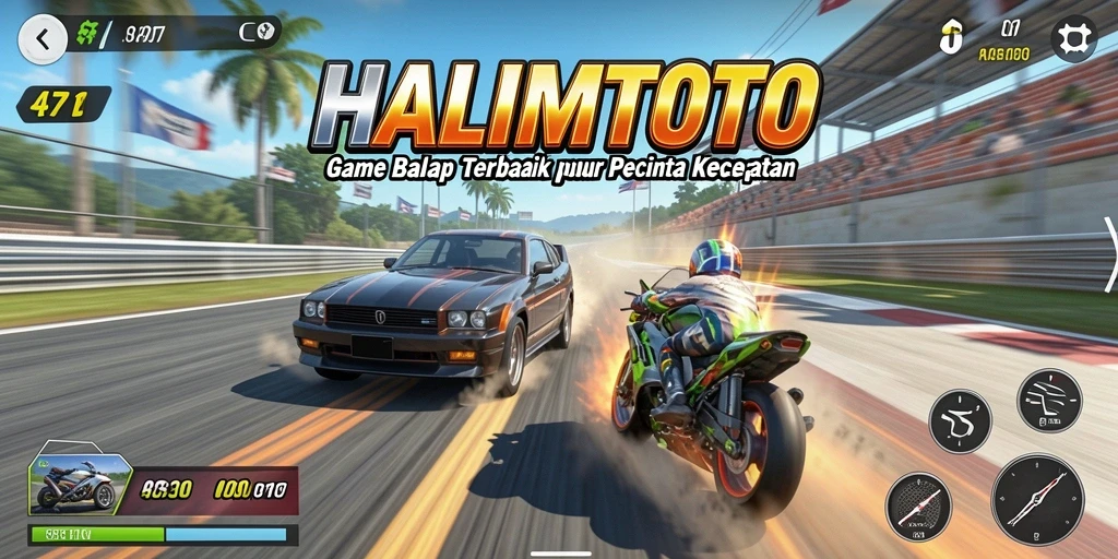 Gameplay menegangkan dalam HALIMTOTO dengan balapan seru.
