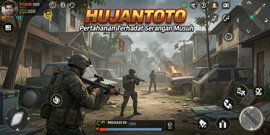 Menggambarkan serunya gameplay Tower Defense di HUJANTOTO.