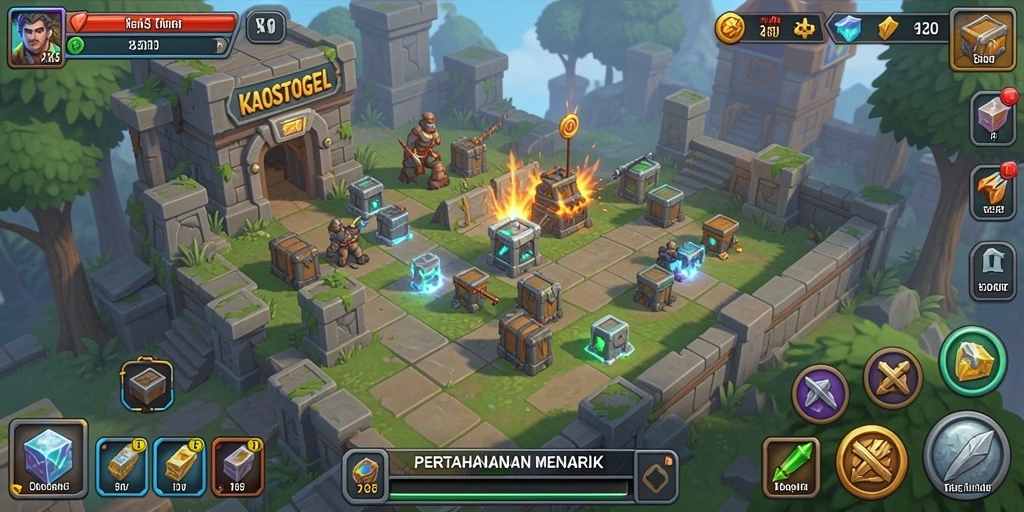 Tampilan gameplay seru dalam pertahanan menara KAOSTOGEL.