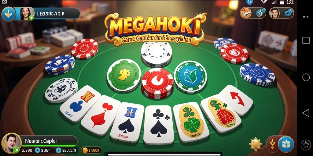 Screenshot gameplay MEGAHOKI yang menampilkan keseruan permainan Gaple.