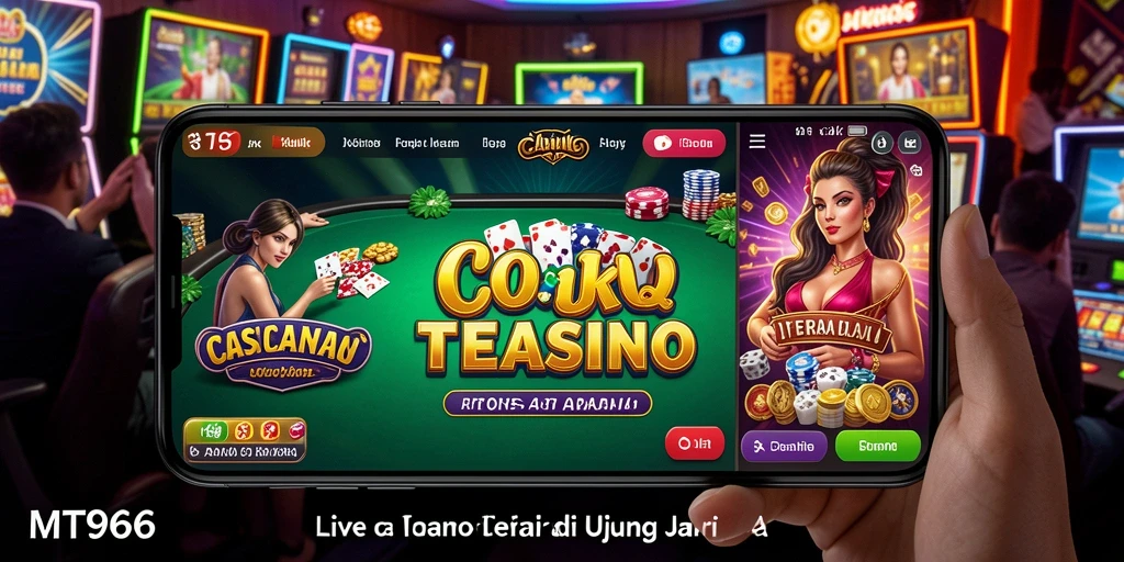 Screenshot MT966 menampilkan dealer sedang memandu permainan kasino langsung.
