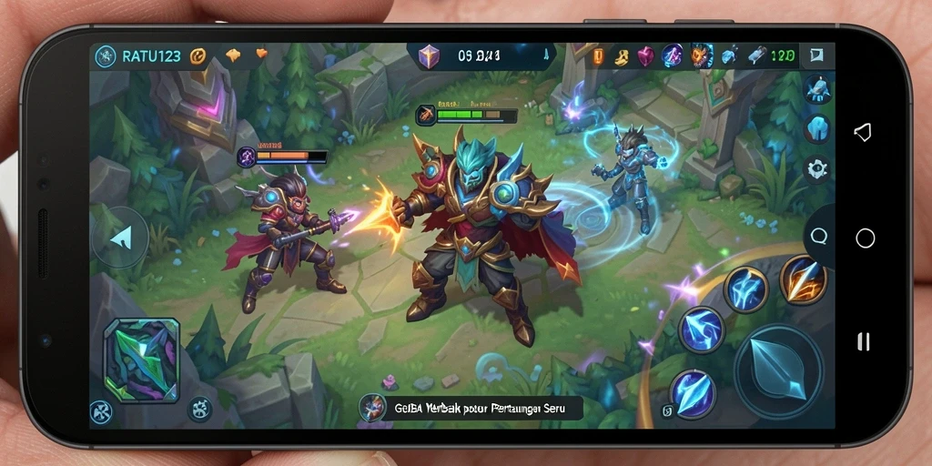 Gameplay seru RATU123 dalam pertempuran MOBA yang intens.